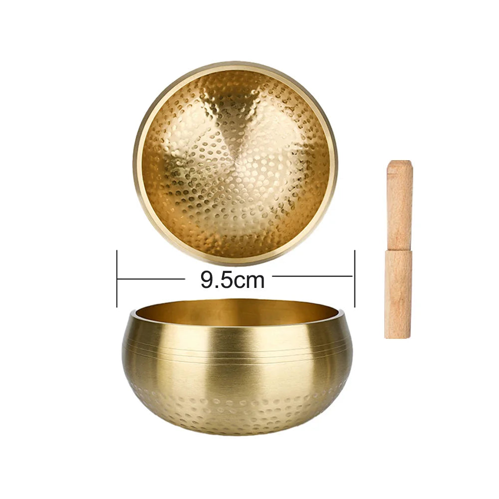 NONED Tibetan Brass Singing Bowl for Sanskrit Yoga Meditation and Healing