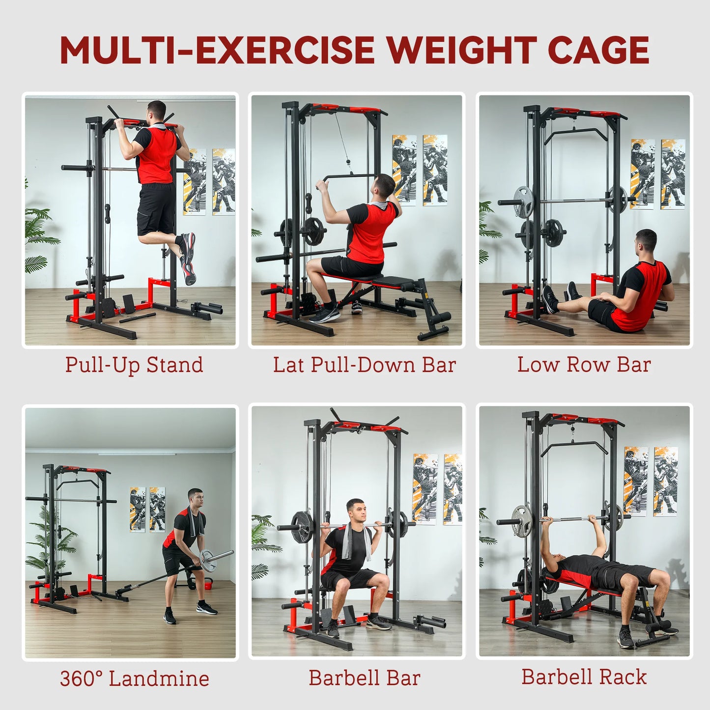 Smith Machine Multi Function Power Cage With Lat Pull Down