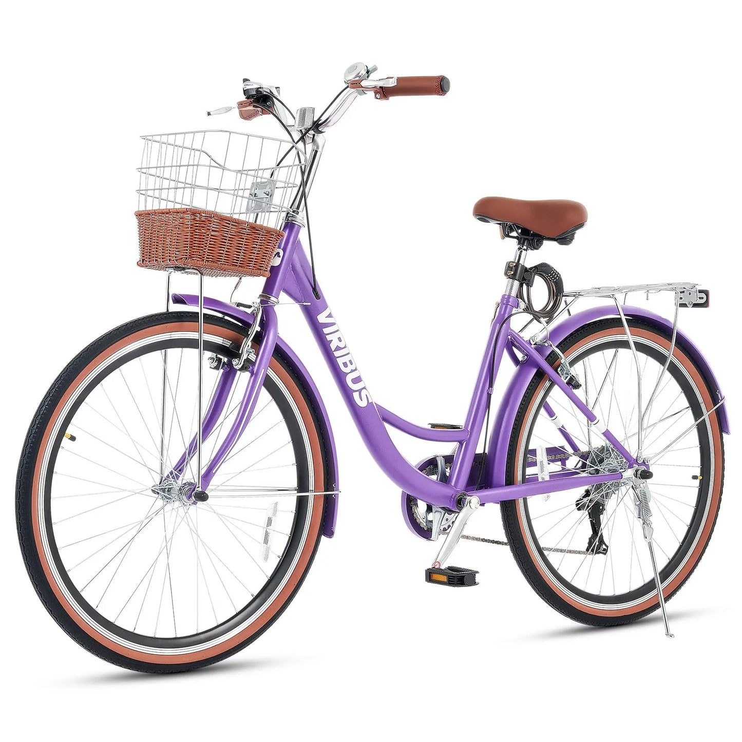 Viribus Womens Cruiser Bike 7 Speed Beach City Commuter Basket