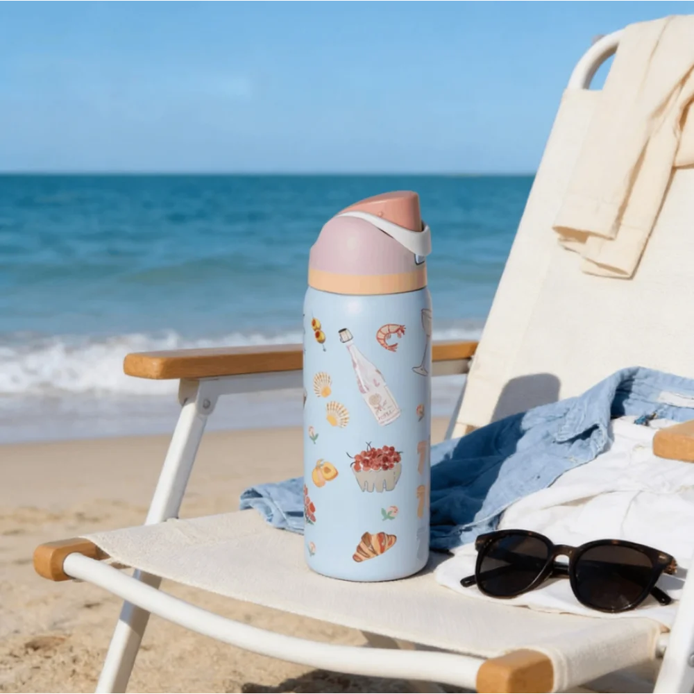 Stainless Steel Water Bottle With Straw For Sports Travel School