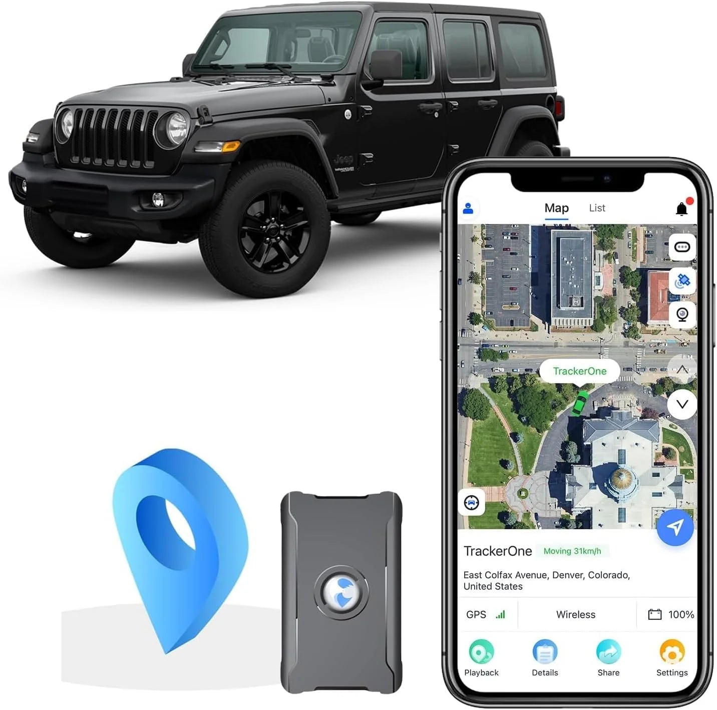 Wanwaytech 4G Vehicle GPS Locator With Track Playback Subscription Required