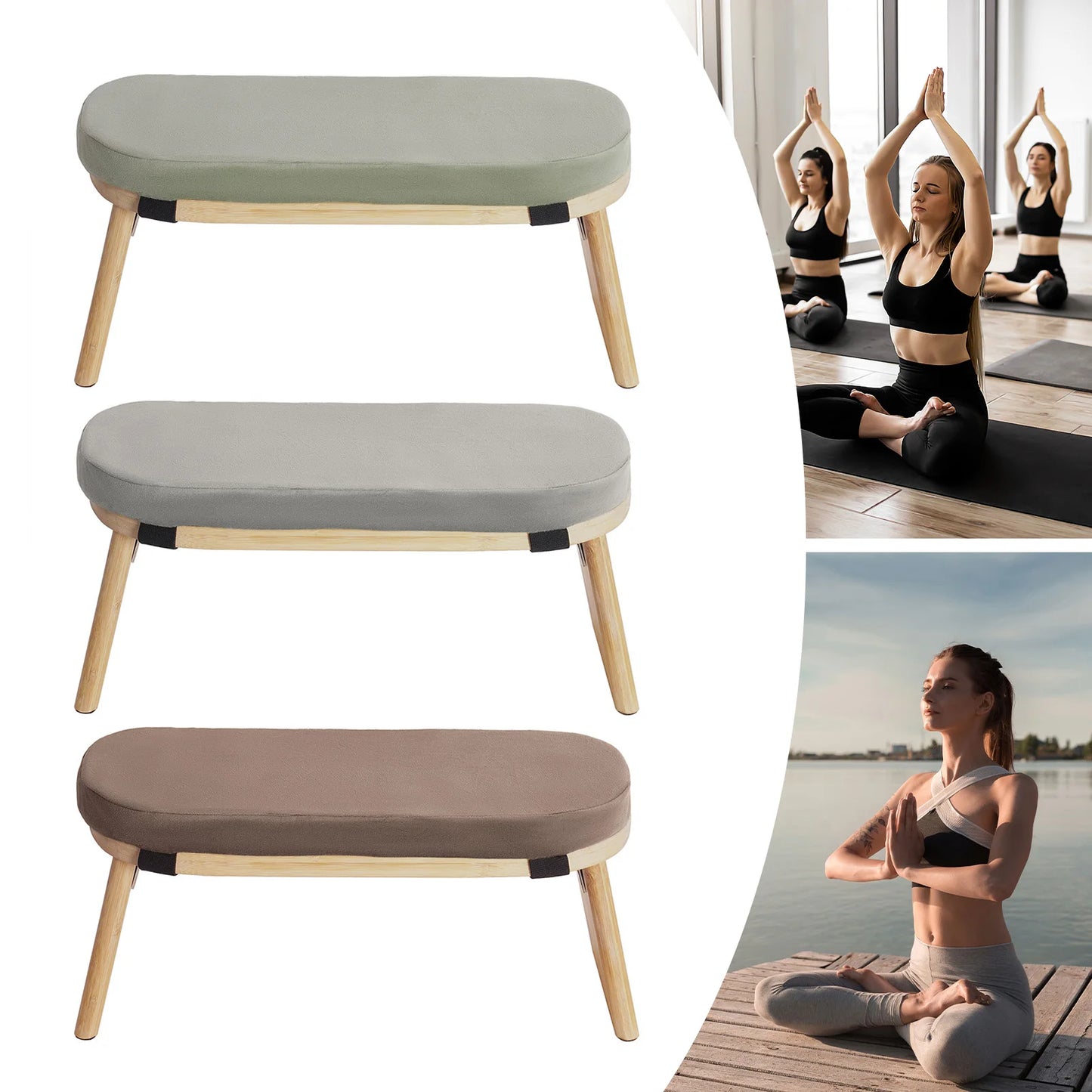 Bymaocar Foldable Kneeling Meditation Bench For Home Yoga