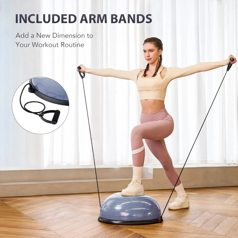 ZELUS Inflatable Balance Ball Trainer With Resistance Bands