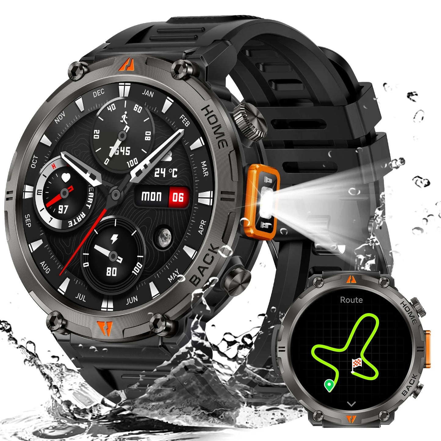 Military GPS Smartwatch for Men With Heart Rate Tracker