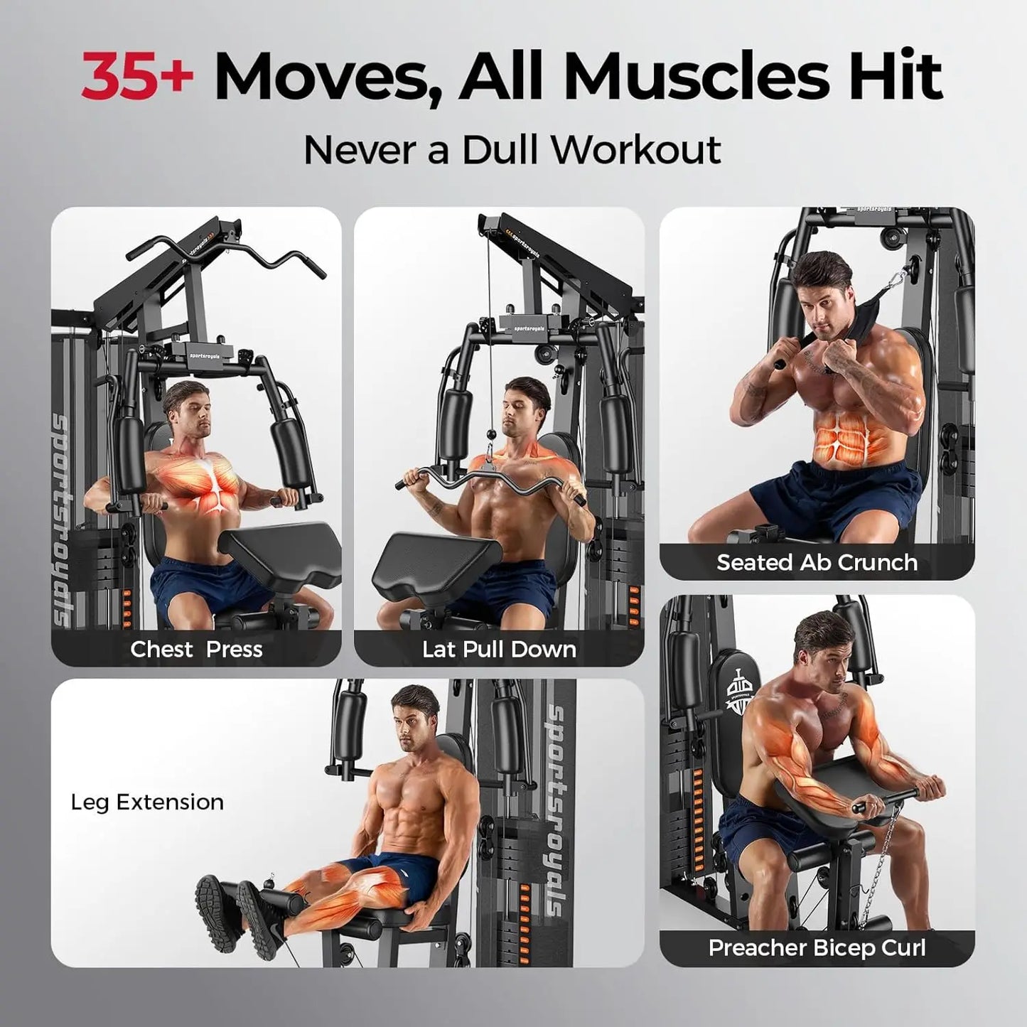 FED Fitness Home Gym With Pulley System And 150LBS Stack
