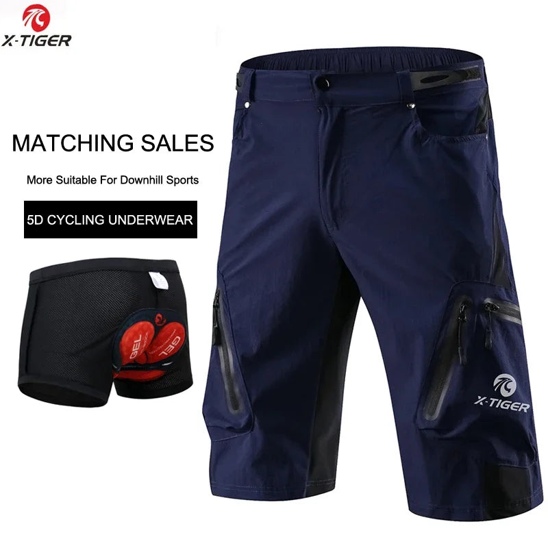 X-TIGER Men Cycling Shorts With 5D Gel Pad MTB Downhill