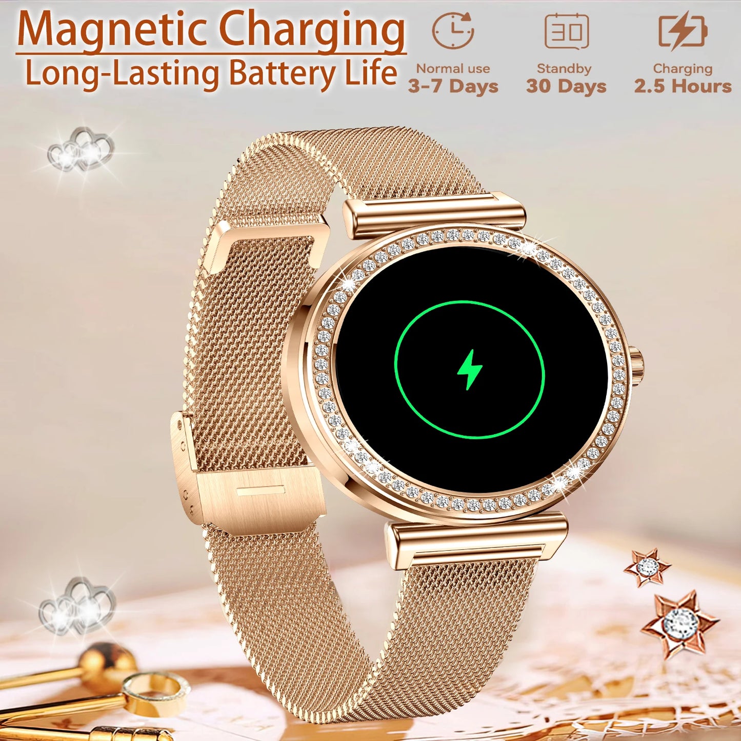 INNOFOVO Women Smartwatch 1.29-Inch Touchscreen With Wireless Calls