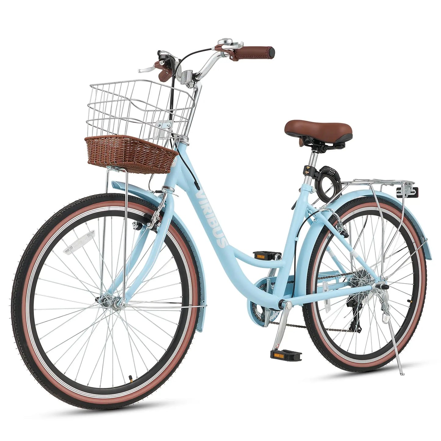 Viribus Womens Cruiser Bike 7 Speed Beach City Commuter Basket
