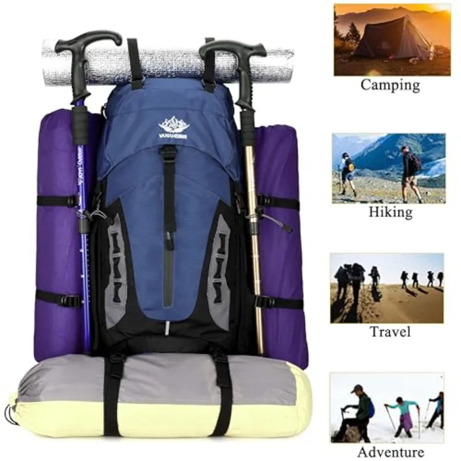 YFREAL Travel Hiking Backpack With Rain Cover, Water Resistant, Unisex