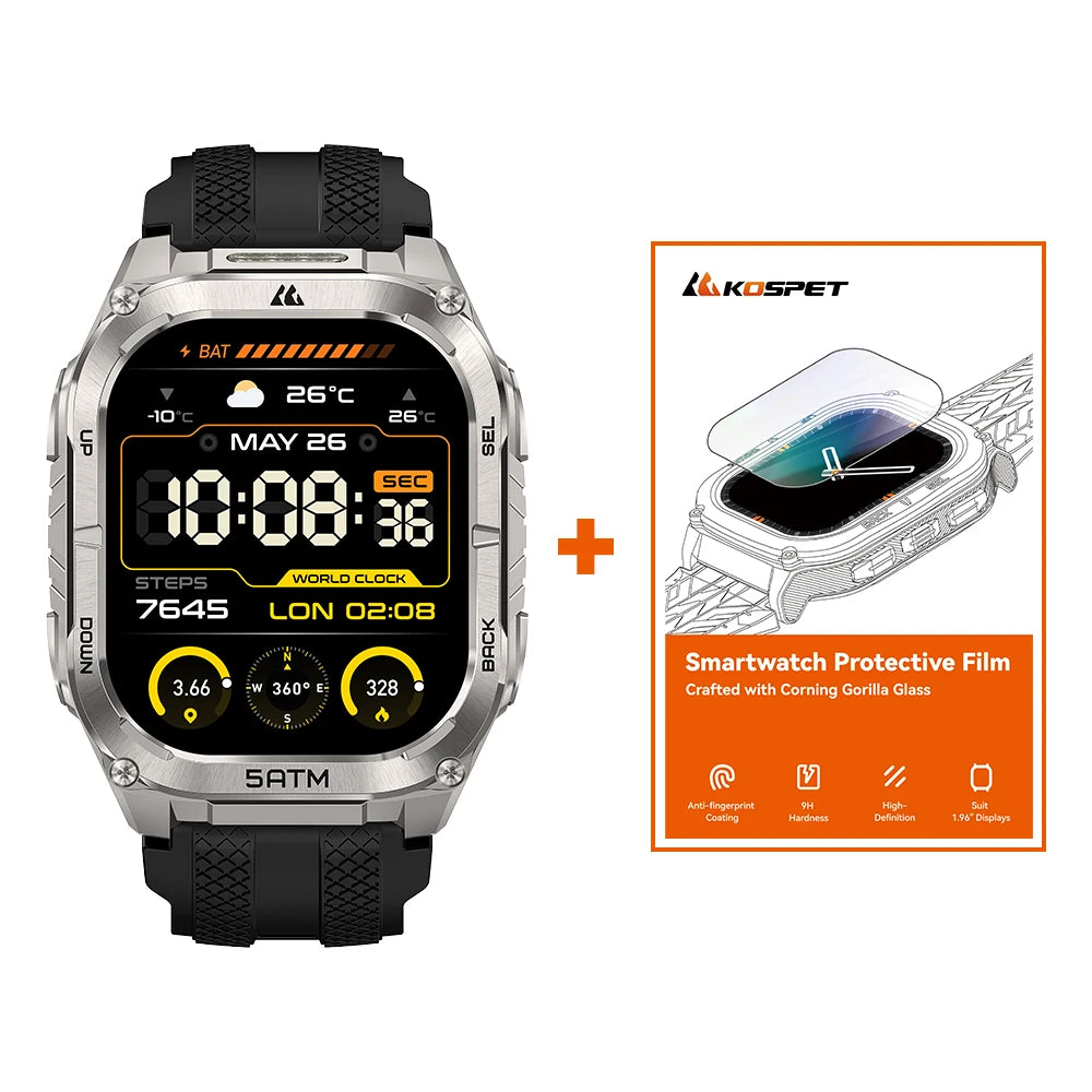 Kospe Tank M4C Rugged GPS Smartwatch For Men Health Tracking
