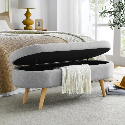 TODRANI Boucle Storage Ottoman Bench Flip Top with Safety Hinge