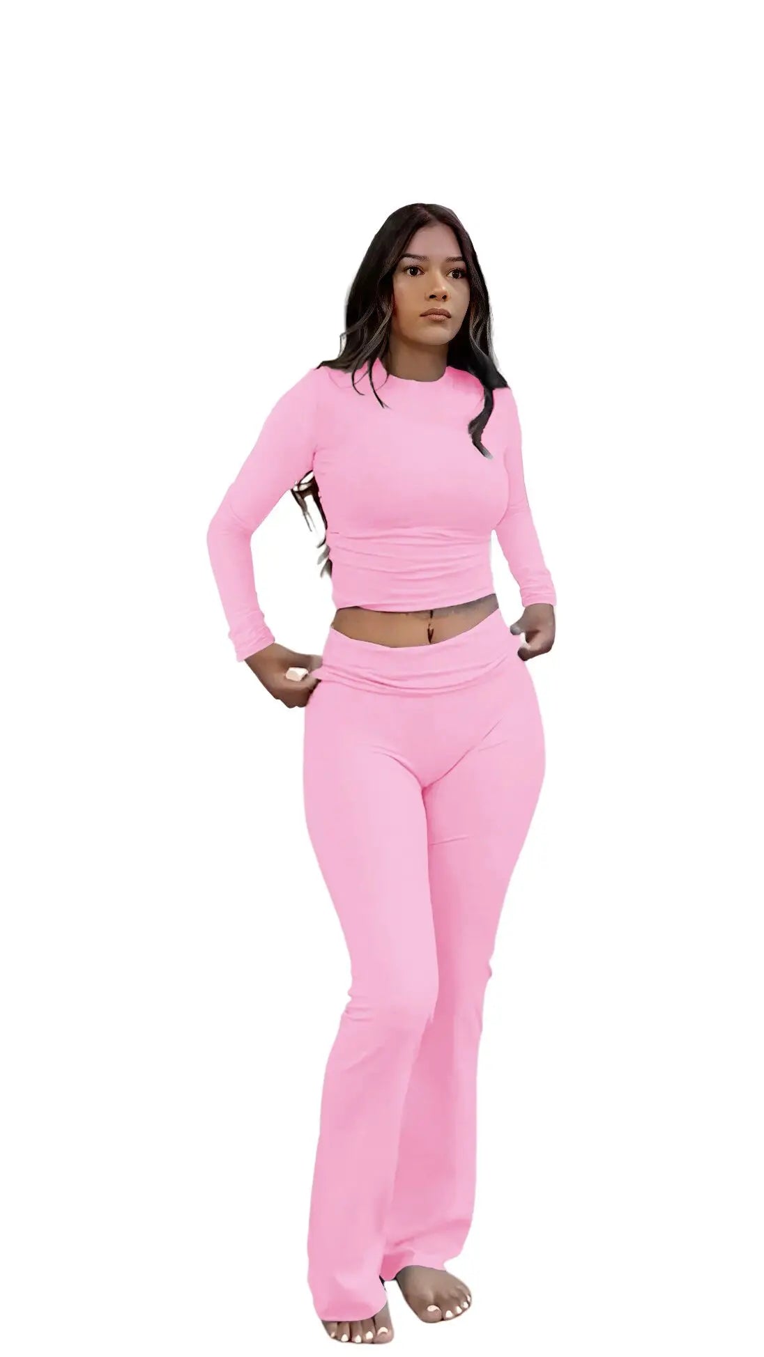 Women's Yoga Two-Piece Long-Sleeve Wide-Leg Active Set
