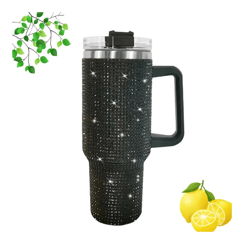 Stainless Steel Insulated Mug With Handle And Straw Lid Double Wall