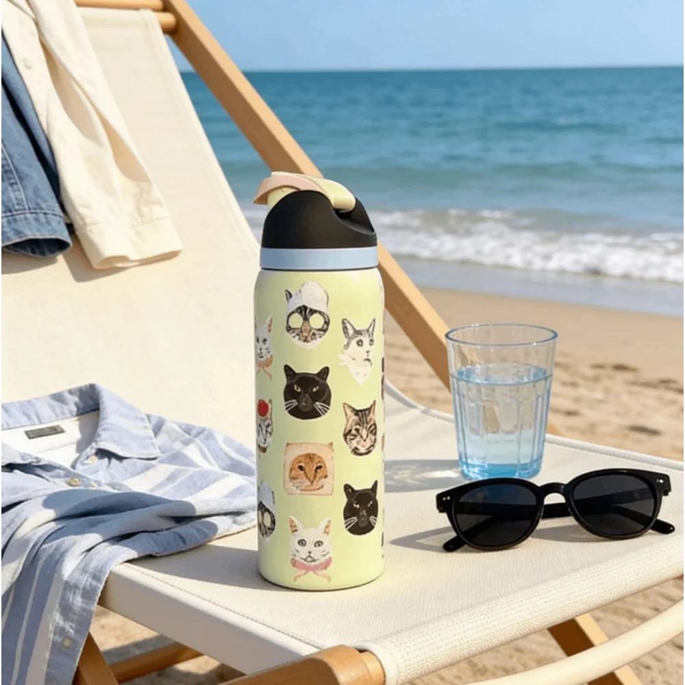 Stainless Steel Water Bottle With Straw For Sports Travel School