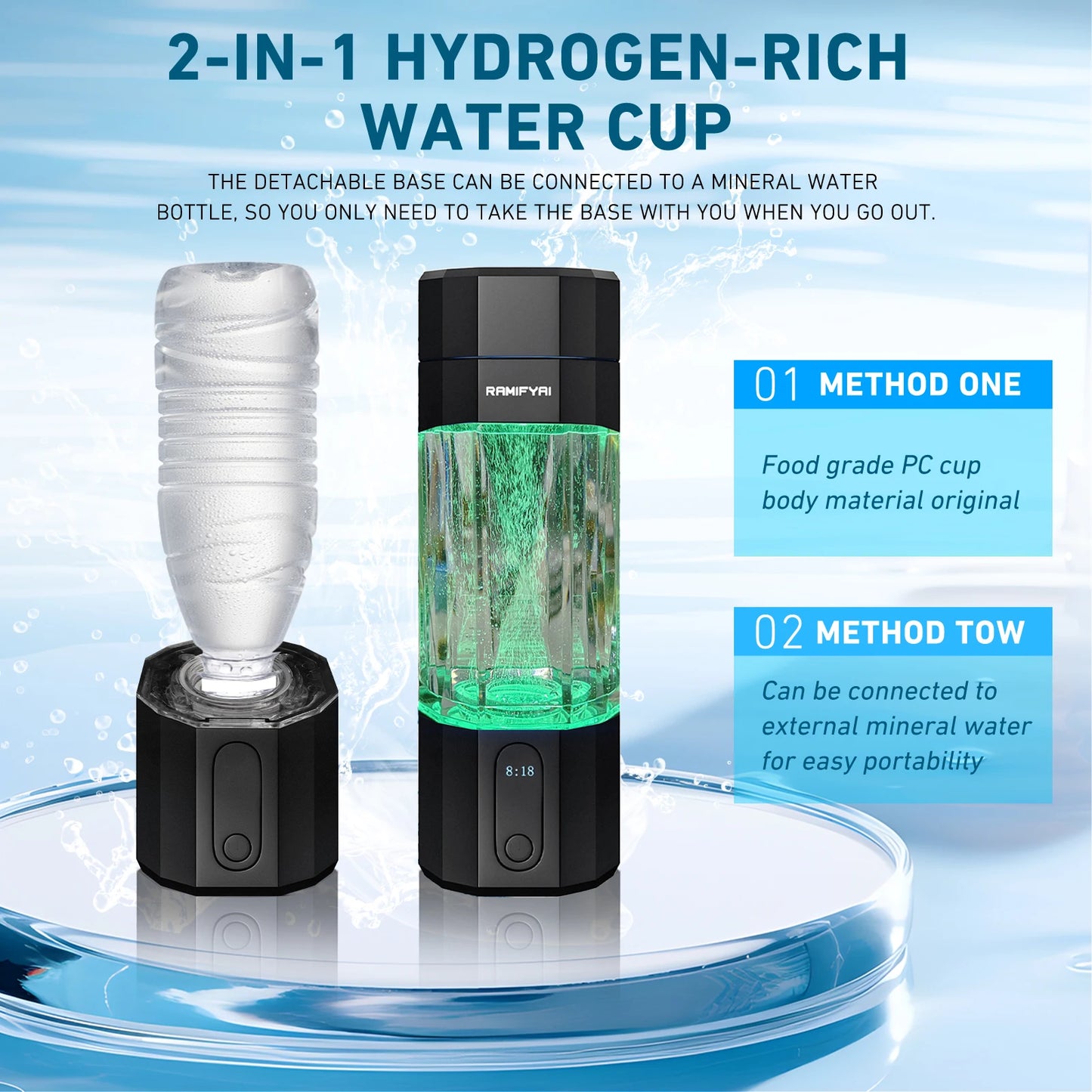 Hydrogen Water Bottle With SPE PEM Technology Performance
