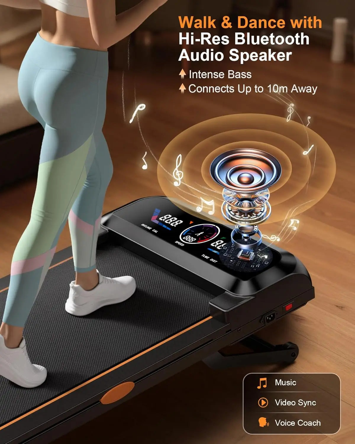 Under Desk Walking Pad Treadmill With Auto Incline And RGB UI Screen