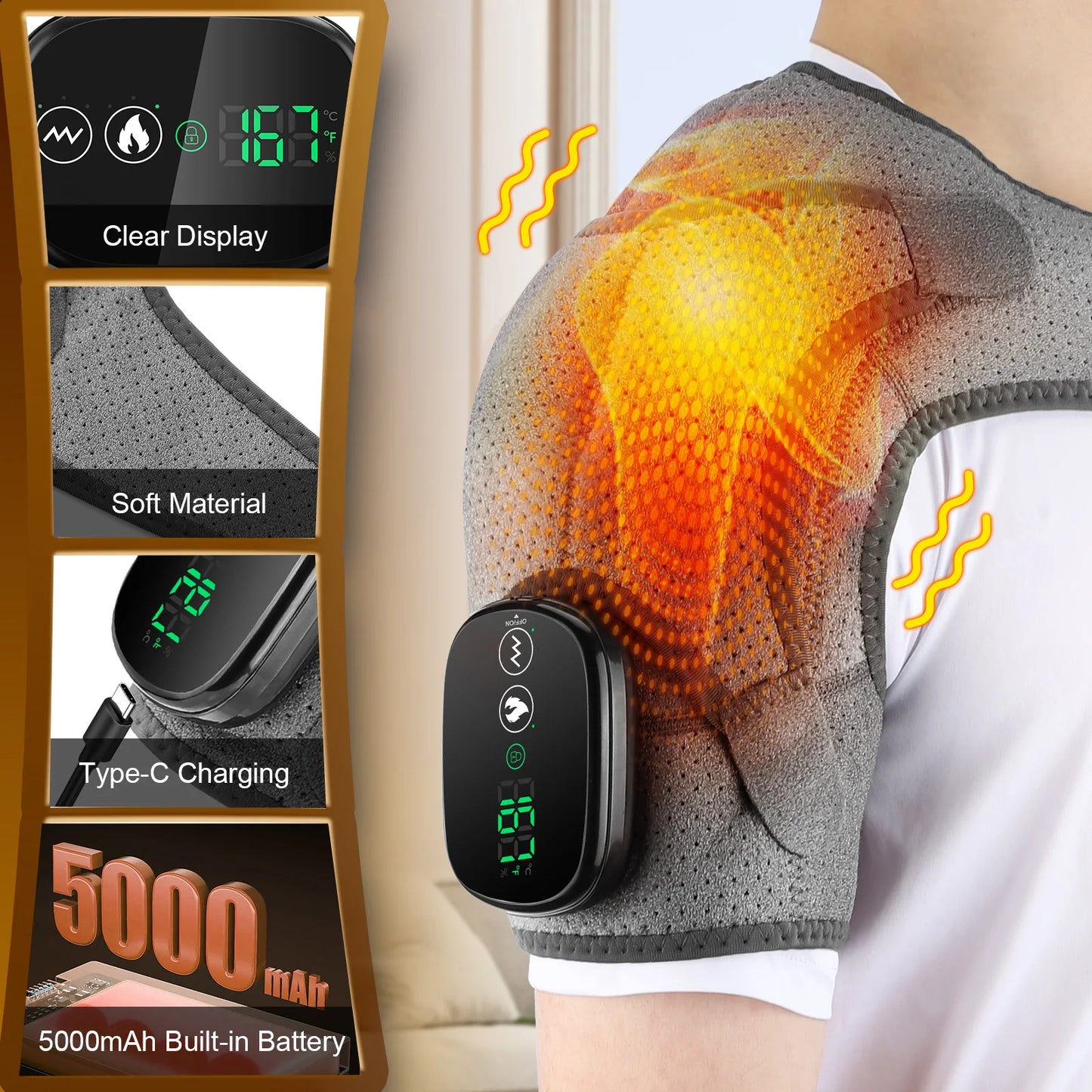 PASTSKY Electric Shoulder Heating Pad With 3 Modes And Vibration