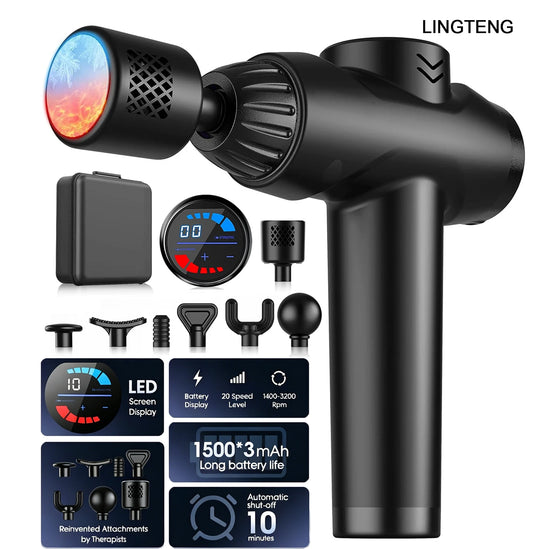 LINGTENG Massage Gun With Hot Cold 7 Heads For Deep Tissue