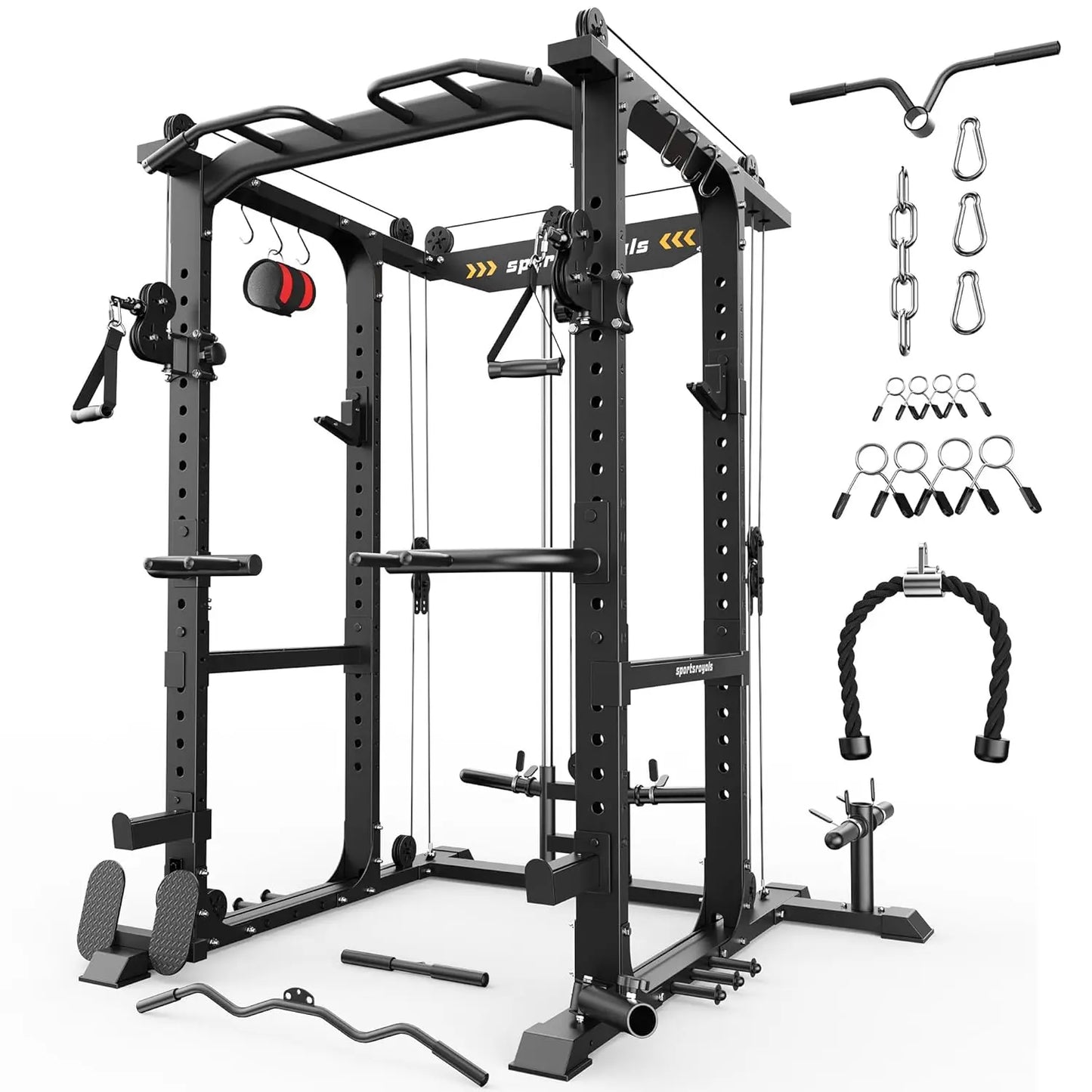 LAT Power Cage And Squat Rack With Pulley System