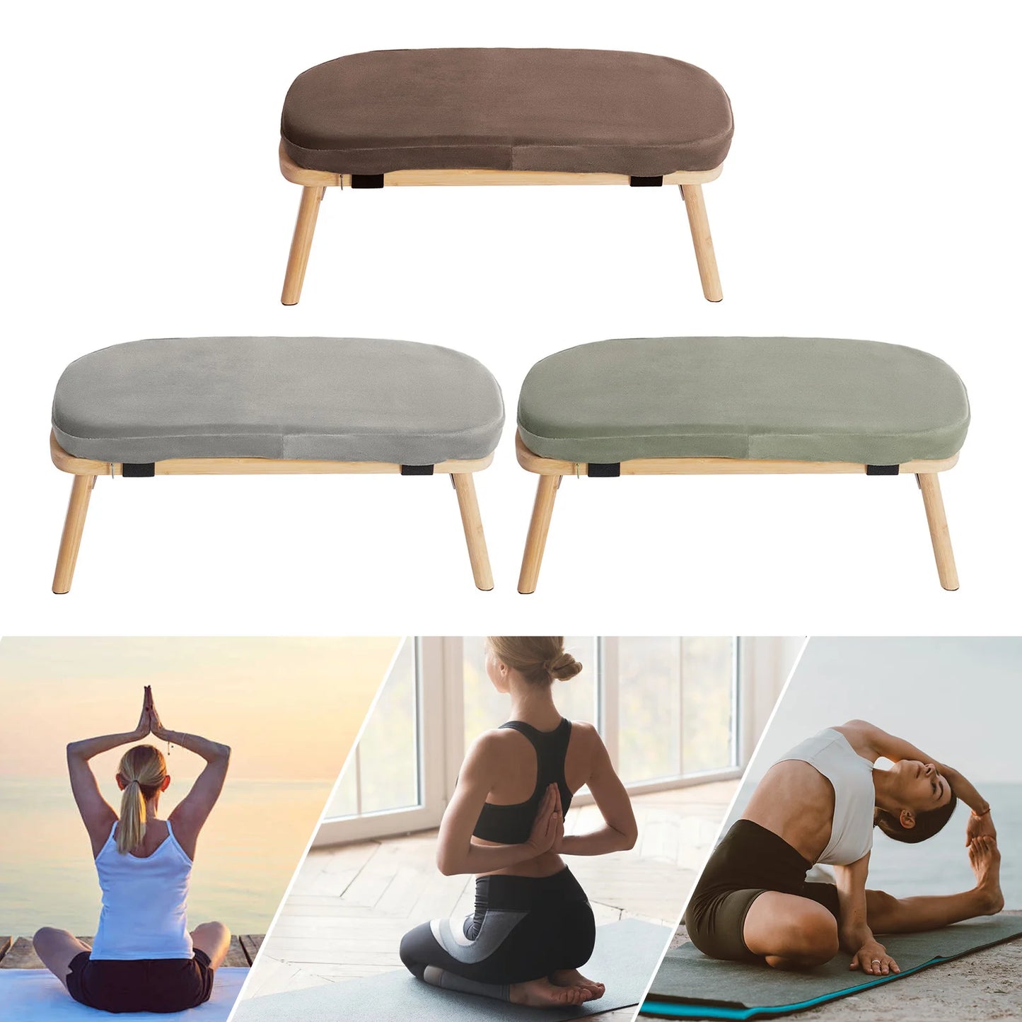 Bymaocar Foldable Ergonomic Meditation Bench Kneeling Stool For Home