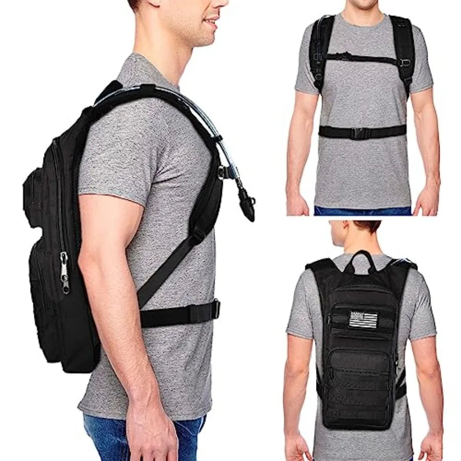 Hydration Backpack With 3L TPU Bladder Unisex Tactical Molle Pack