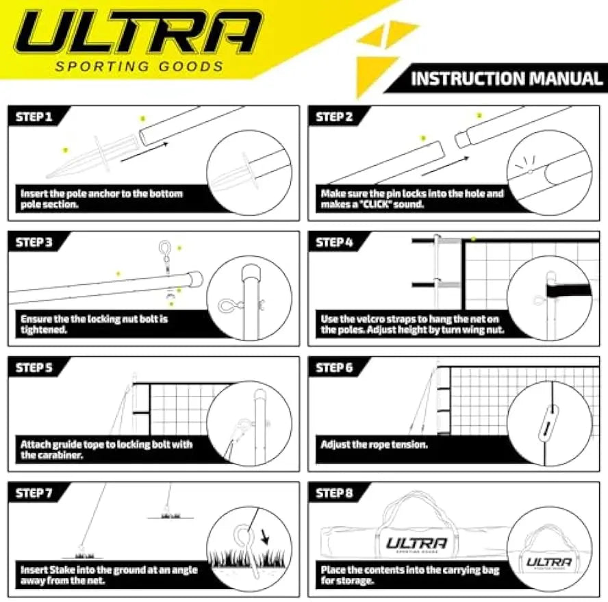 Volleyball Set With Net Poles Ball And Pump For Outdoors
