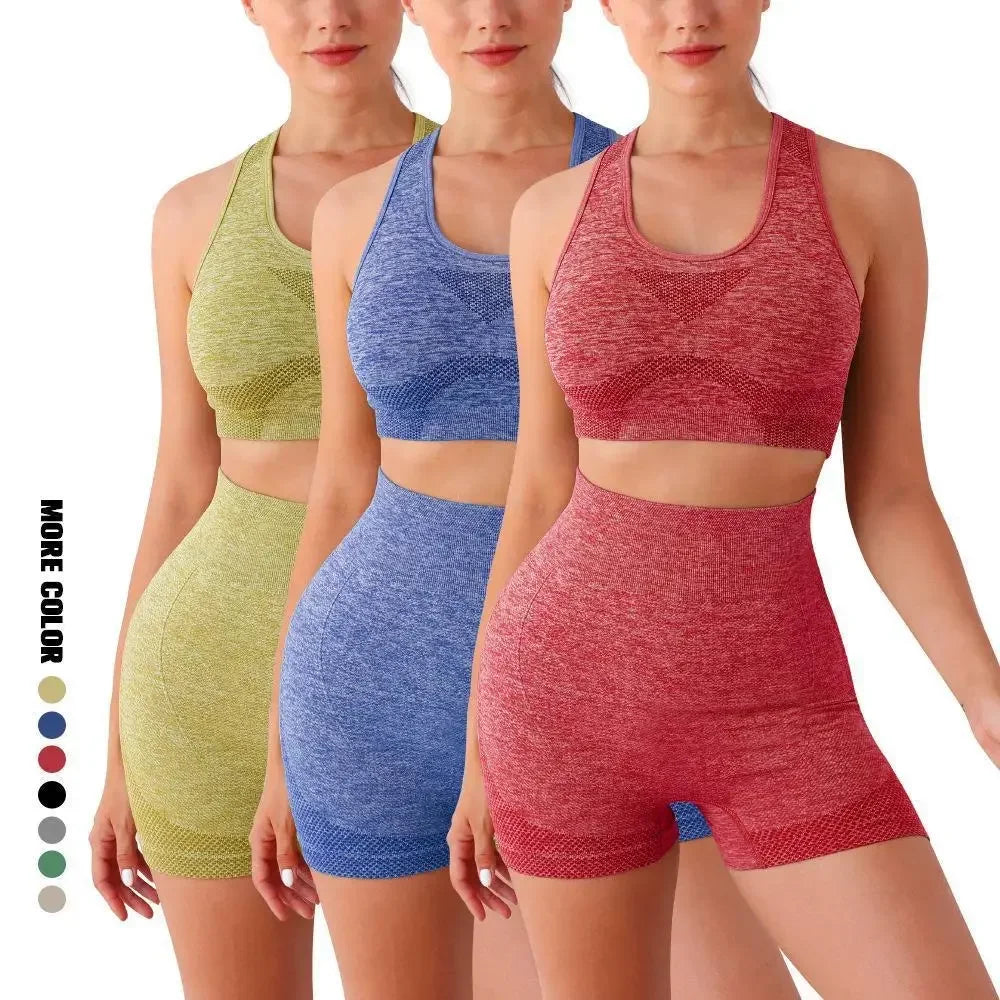 Womens Yoga Set With Seamless Sports Bras And Workout Tops