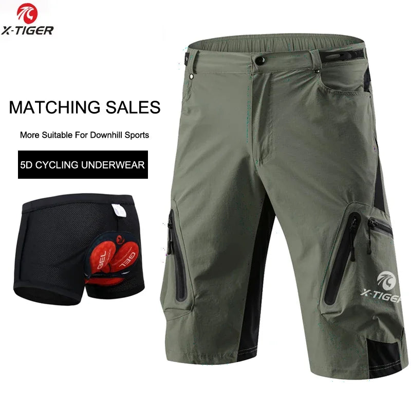 X-TIGER Men Cycling Shorts With 5D Gel Pad MTB Downhill
