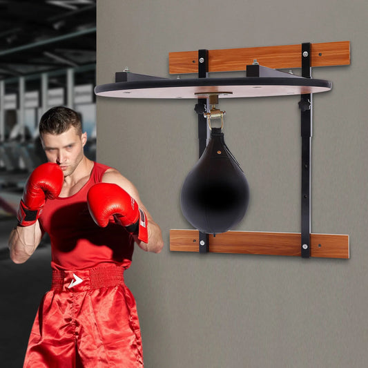 Wall-Mounted Boxing Bag Platform Trainer Kit With Adjustable Speed