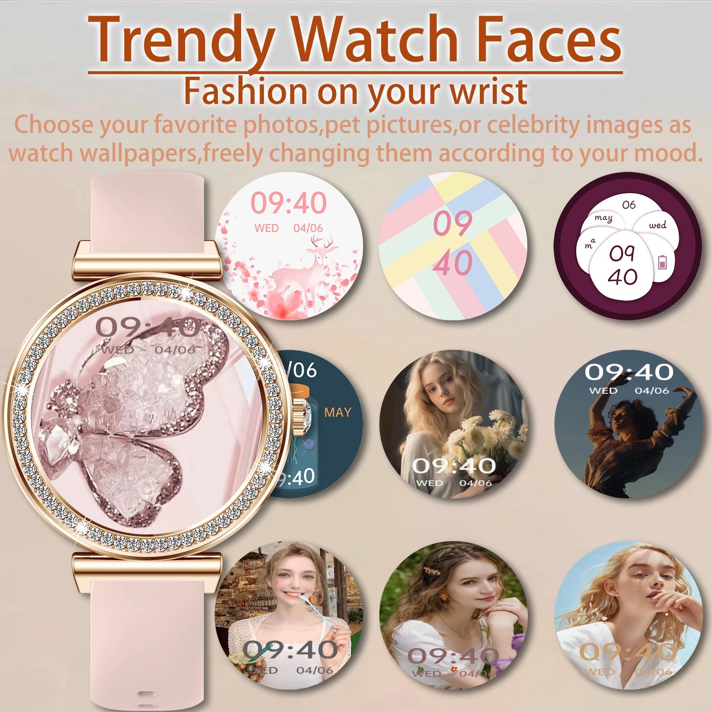 INNOFOVO Women Smartwatch 1.29-Inch Touchscreen With Wireless Calls