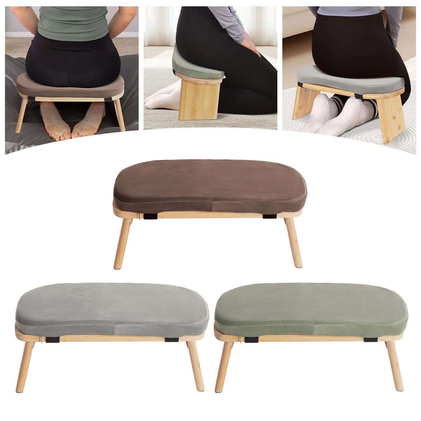 Bymaocar Foldable Ergonomic Meditation Bench Kneeling Stool For Home