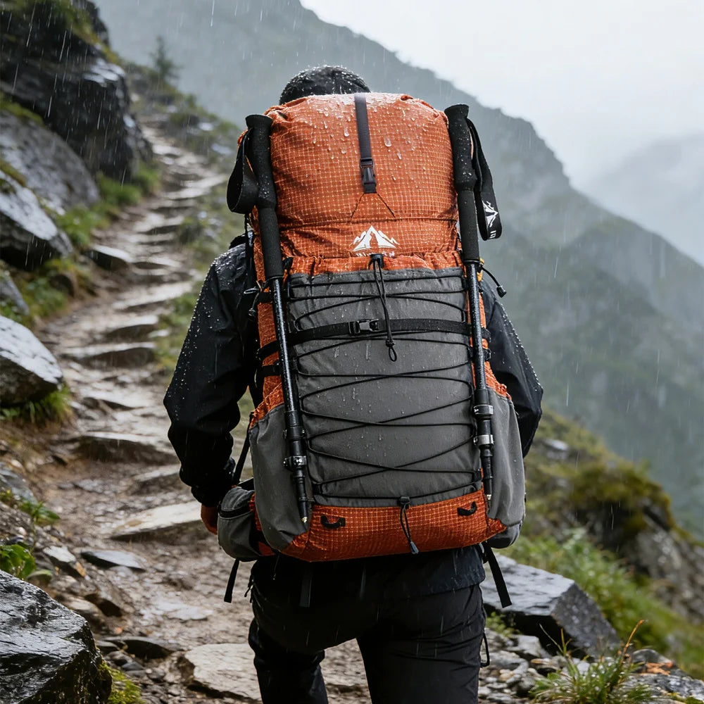 Night Cat Lightweight Internal-Frame Roll-Top Hiking Backpack with Rain Cover