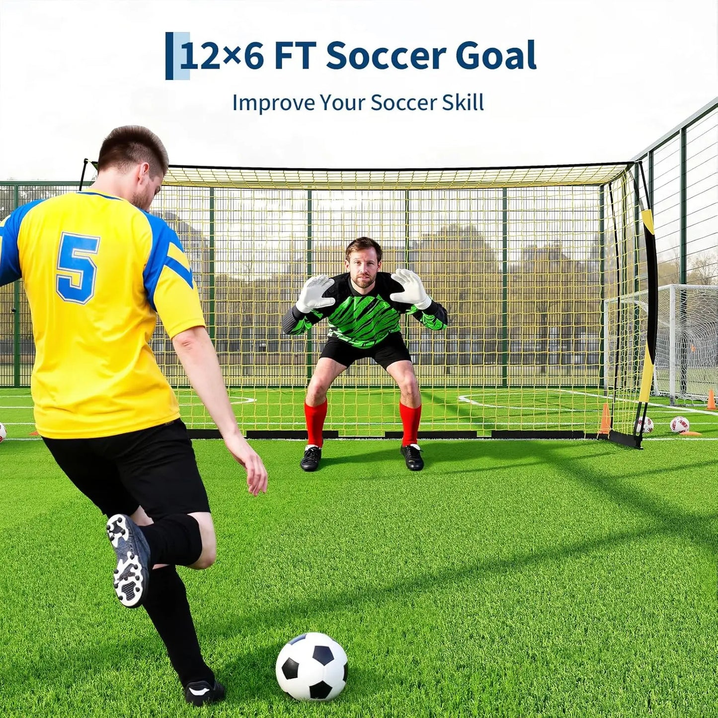 HiMISS Portable Soccer Goal With Sturdy Metal Base For Backyard