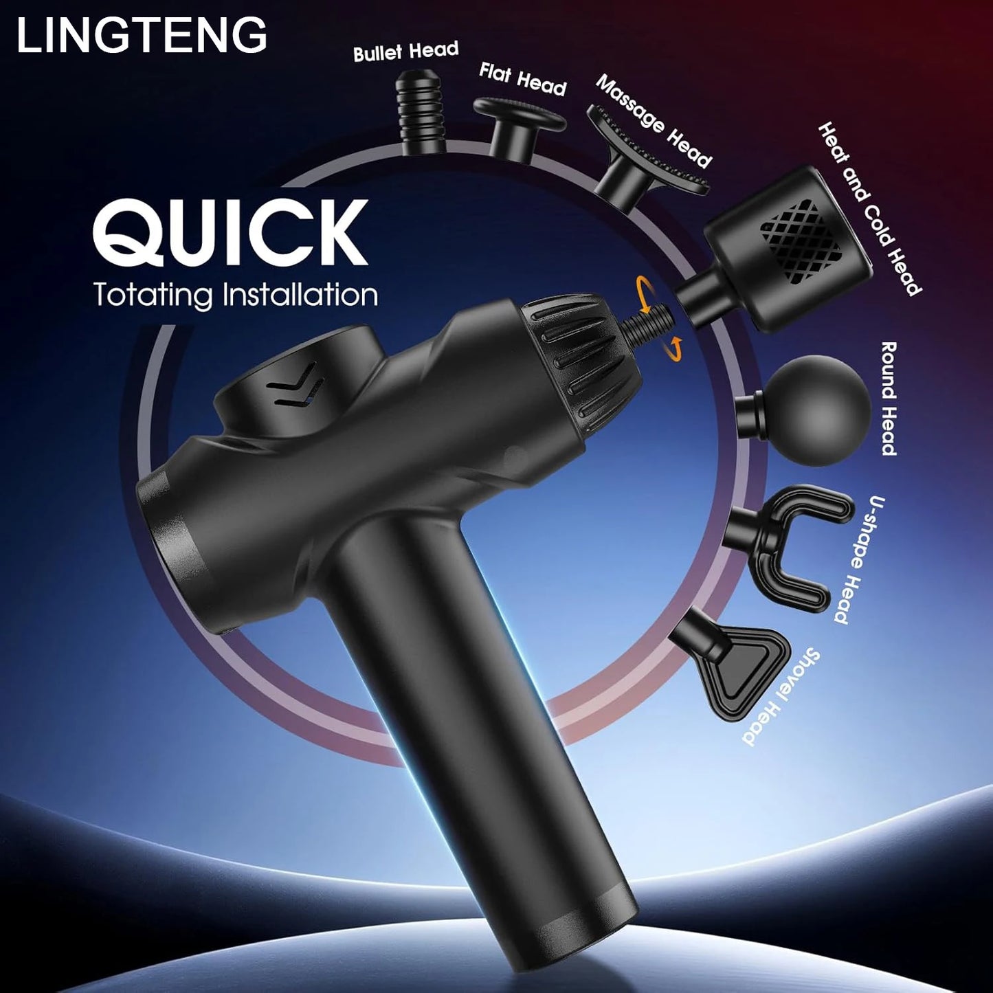 LINGTENG Massage Gun With Hot Cold 7 Heads For Deep Tissue
