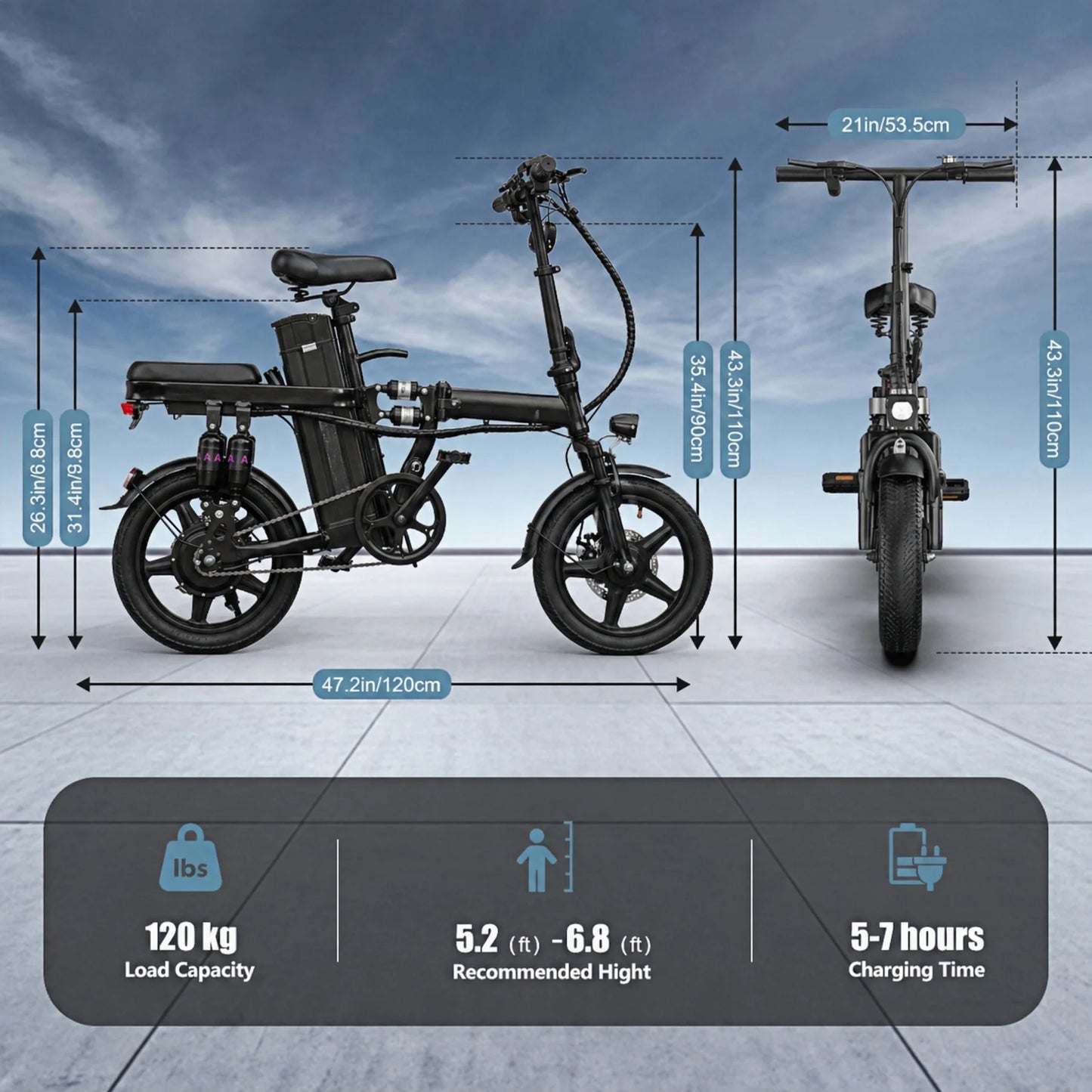 Foldable Electric Bicycle For Adults With 500W Motor 48V Battery