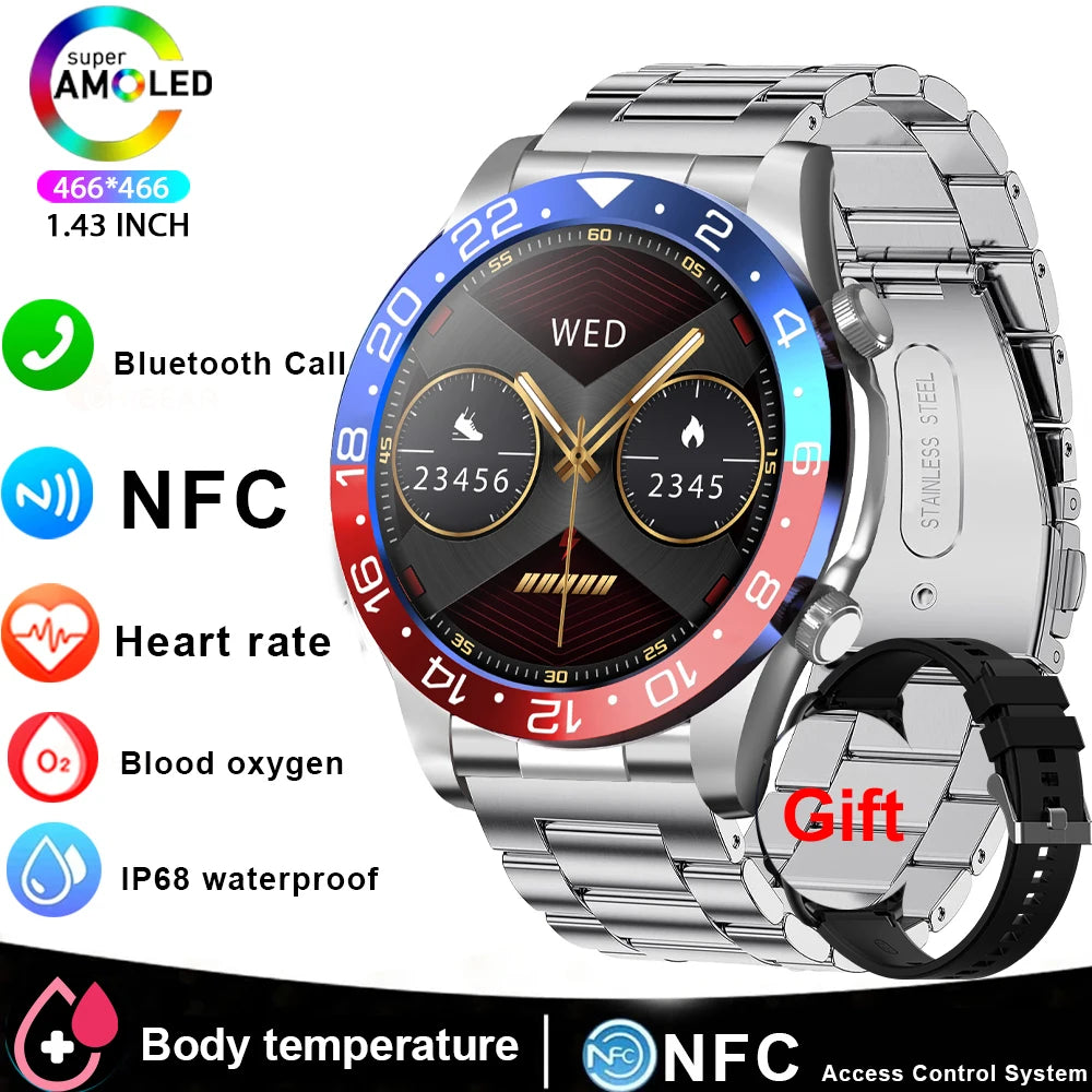 Smart Watch For Men AMOLED Bluetooth Heart Rate Fitness Tracker
