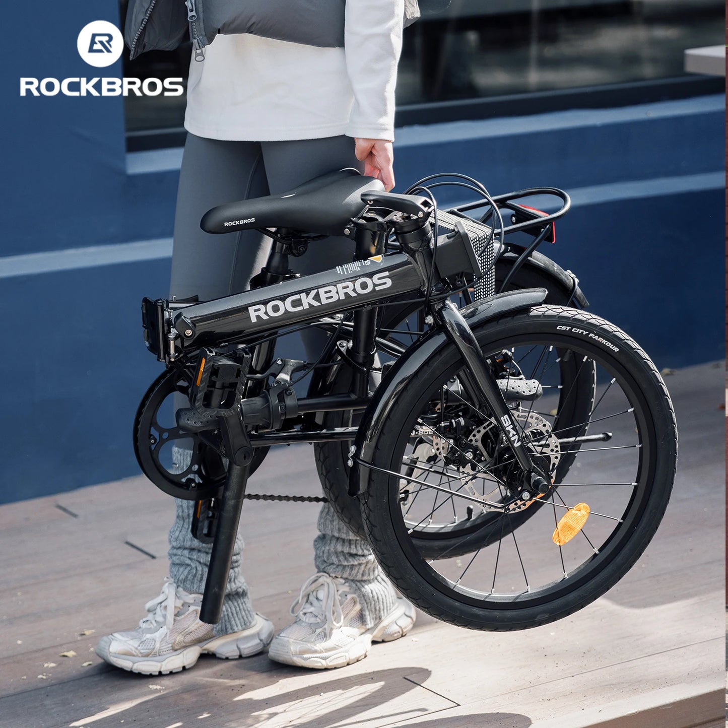 Rockbros Folding Bike Carbon Steel Frame 7 Speed Disc Brake
