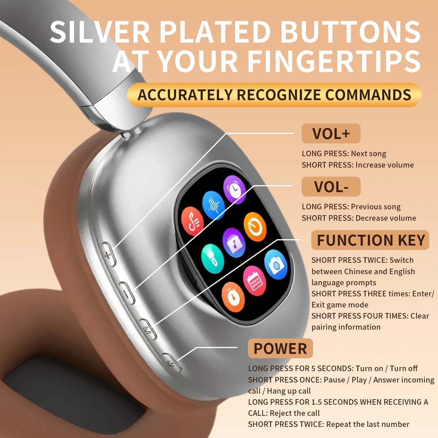 AKZ620BT Detachable Wireless Over-Ear Headphones With Microphone Battery Life