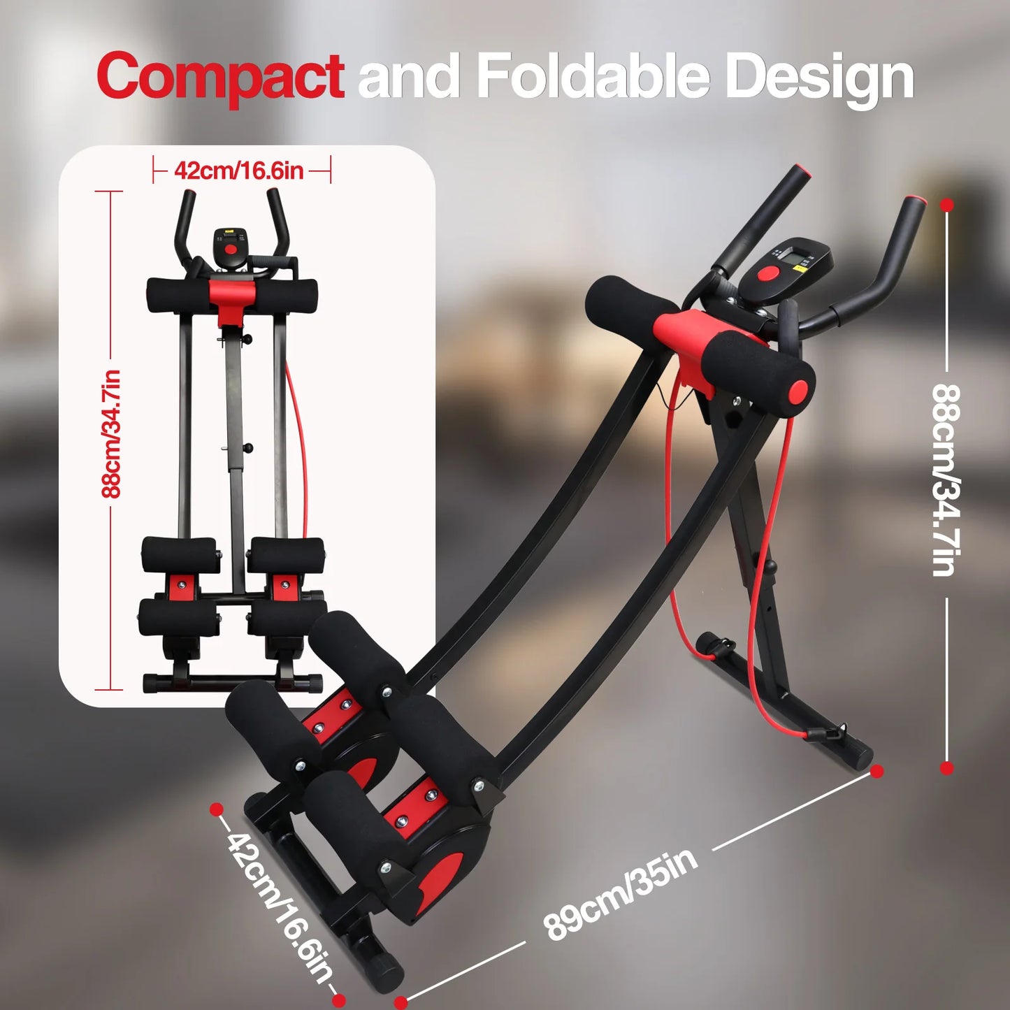 Abdominal Curling Exercise Machine Foldable Dual Track Core Training Home Gym