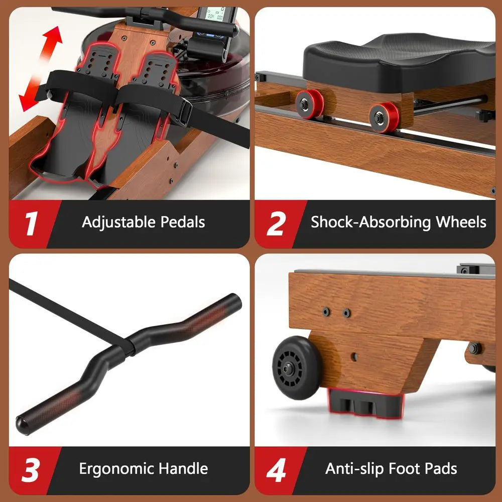YTYIN Wooden Rowing Machine For Home Use Durable Wood Frame