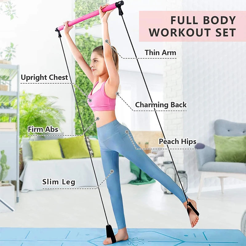 Lingpeng Pilates Bar With Resistance Bands For Yoga And Fitness