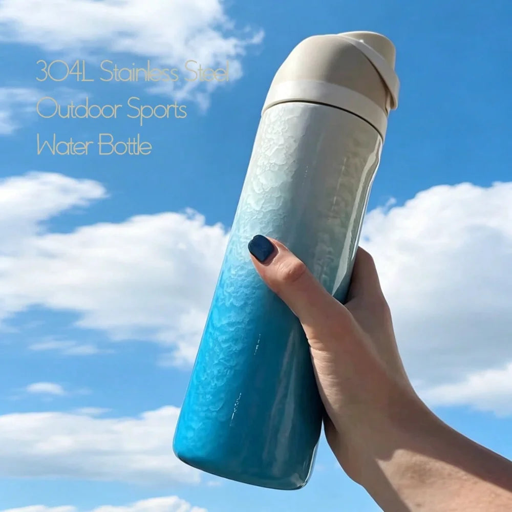 Beach Party Insulated Water Bottle With Straw Double Wall Vacuum