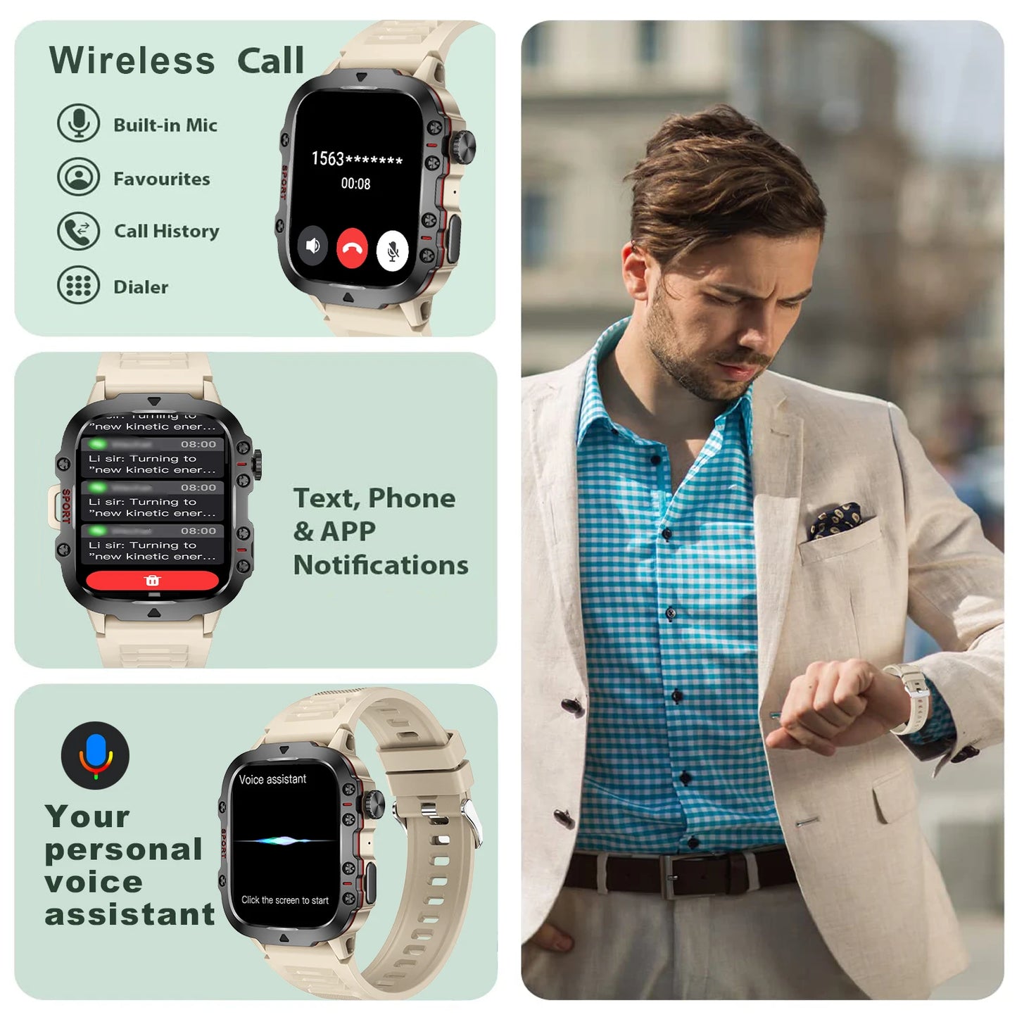 LIVLOVCa AI Voice Assistant Smart Watch With Bluetooth Calls