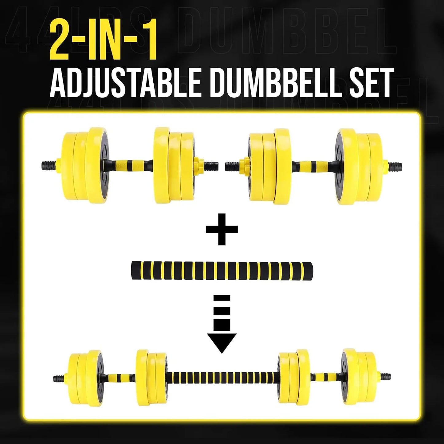 HiMISS 2In1 Adjustable Dumbbell Set 44 Lb For Home Gym