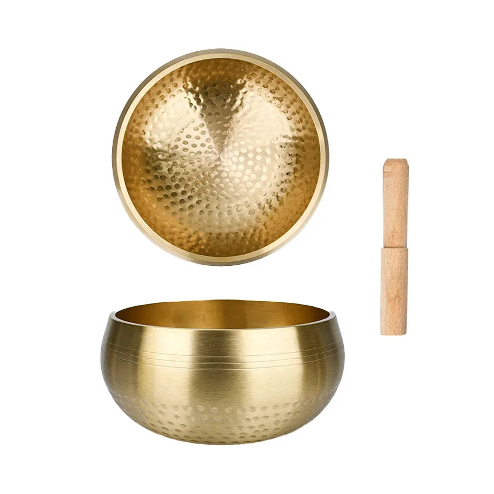 NONED Tibetan Brass Singing Bowl for Sanskrit Yoga Meditation and Healing