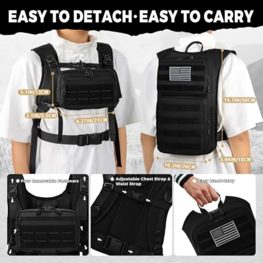 Tactical Hydration Backpack With Front Pouch And Water Bladder