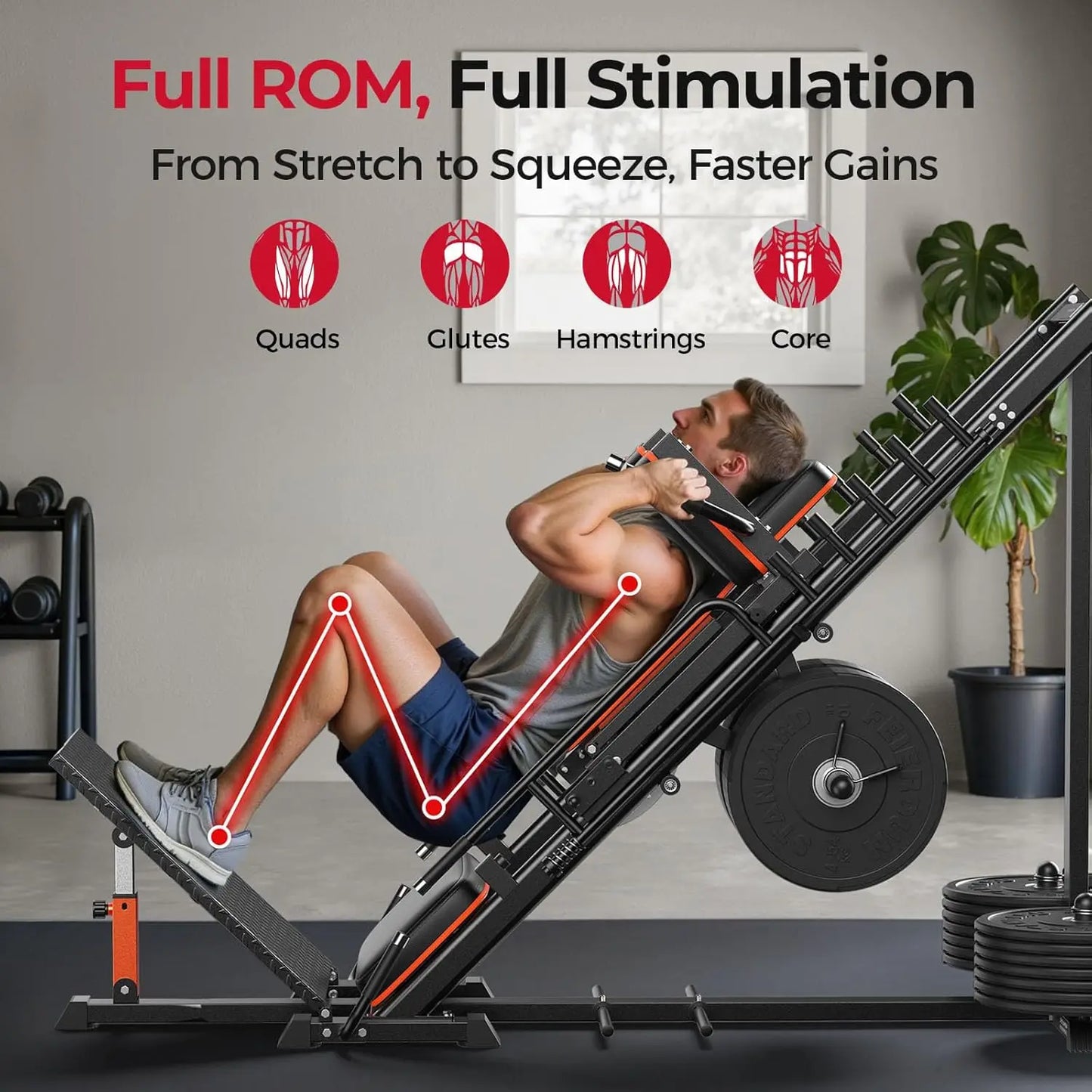 FED Fitness 3 In 1 Leg Press Hack Squat Machine For Home Gym