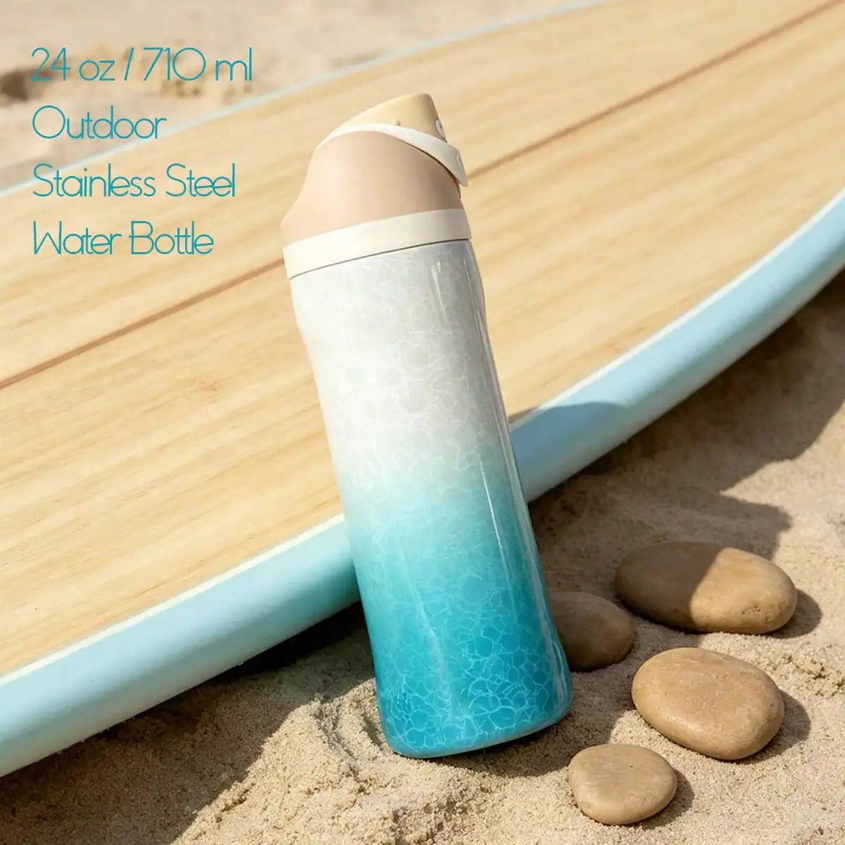 Beach Party Insulated Water Bottle With Straw Double Wall Vacuum