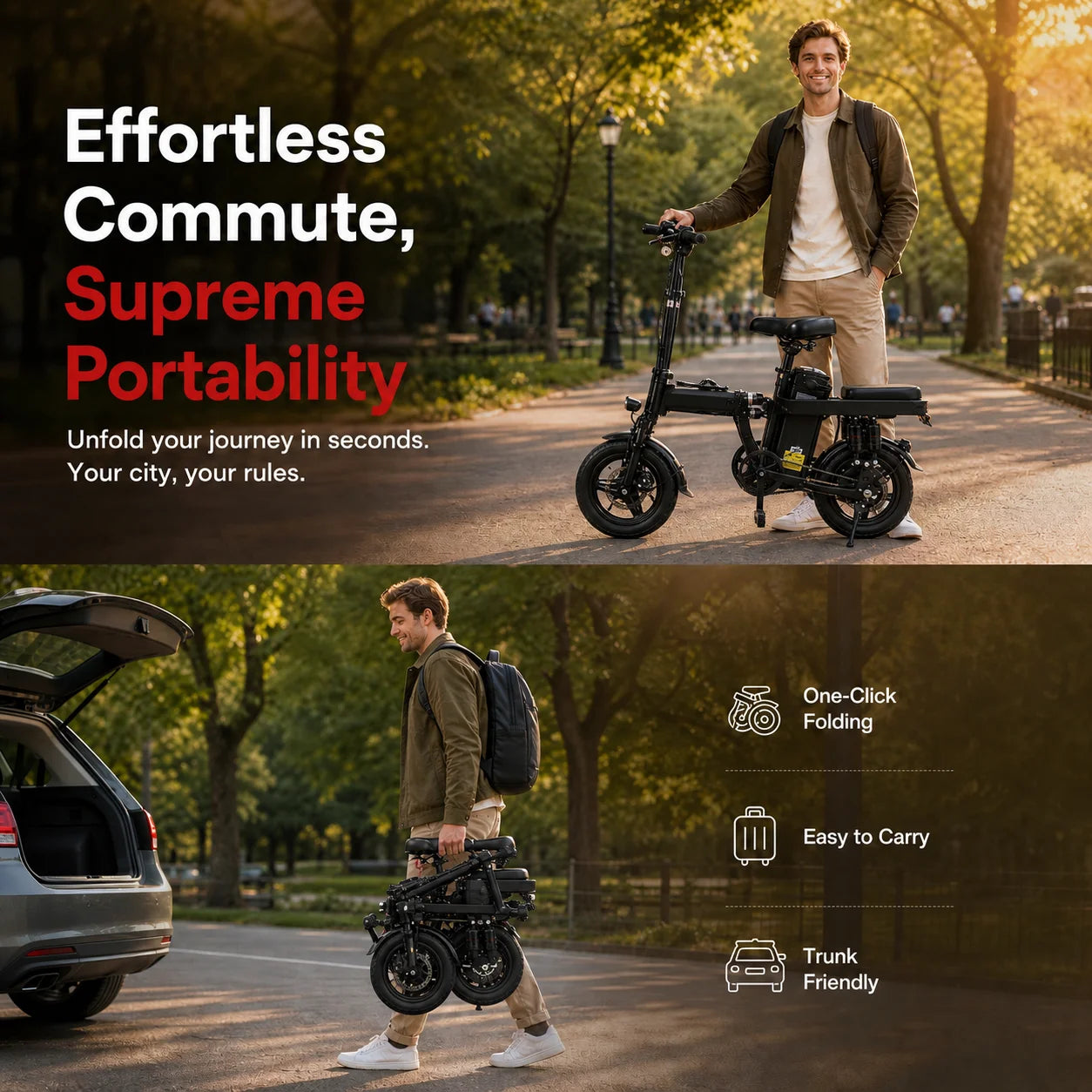 Foldable Electric Bicycle For Adults With 500W Motor 48V Battery