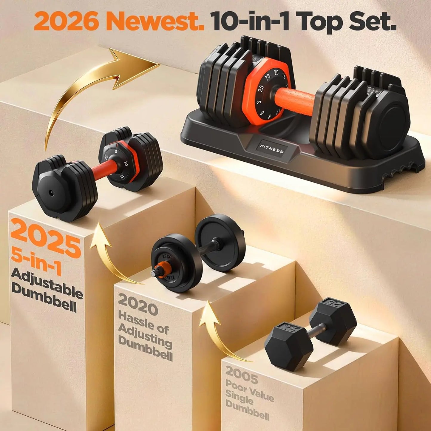 FED Fitness Adjustable Dumbbells Set With Storage Box